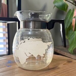 1970s Nestle Nescafé Glass Coffee Carafe with World Map Design